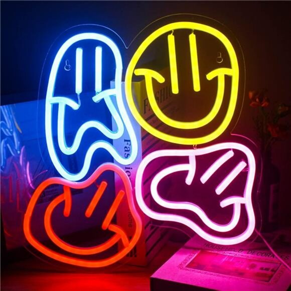 Smile Faces Neon LED Colorful Wall Sign Cool Unique Design
